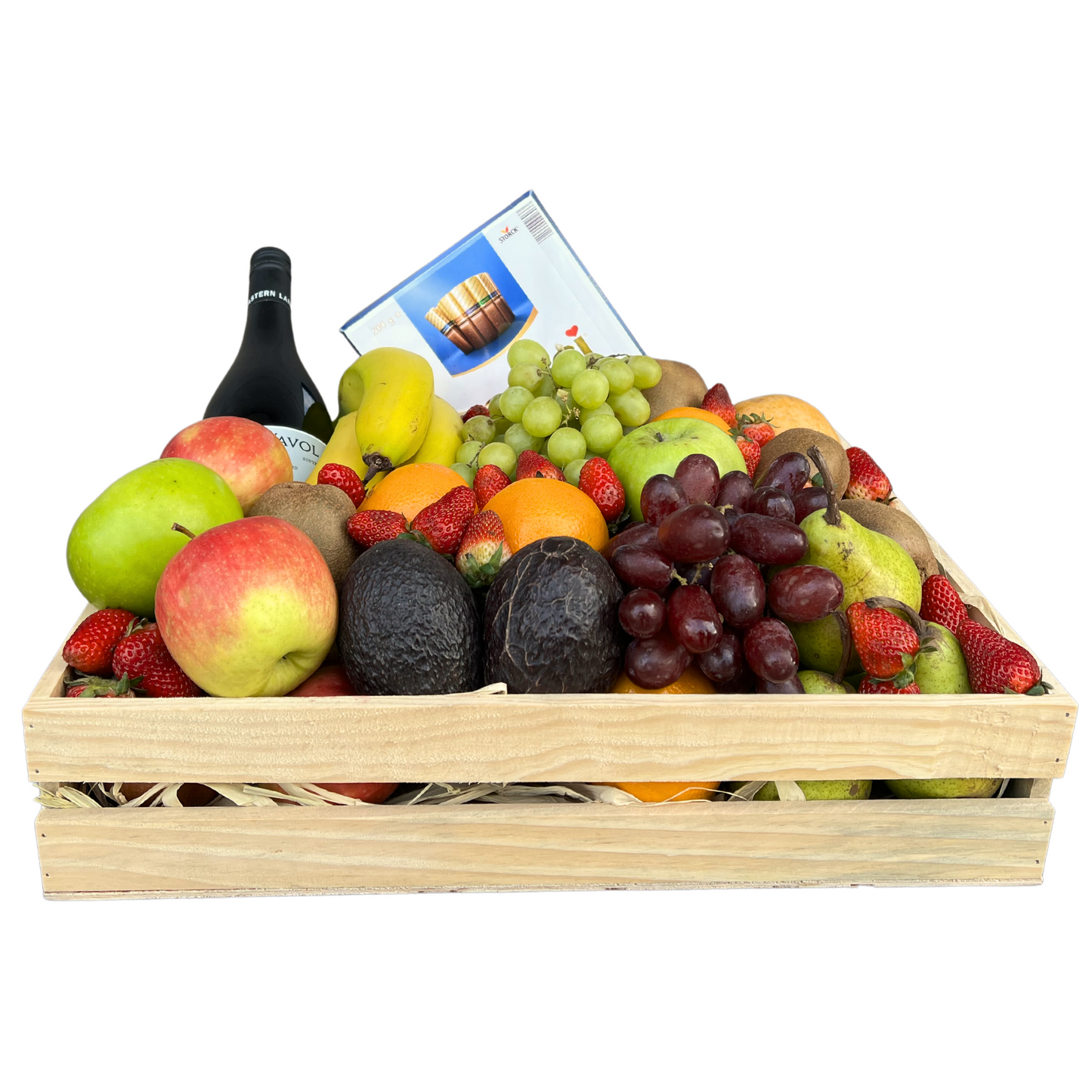 Fruit Hamper Box with Wine & Chocolate - Large - Petalo - Flower Delivery Melbourne