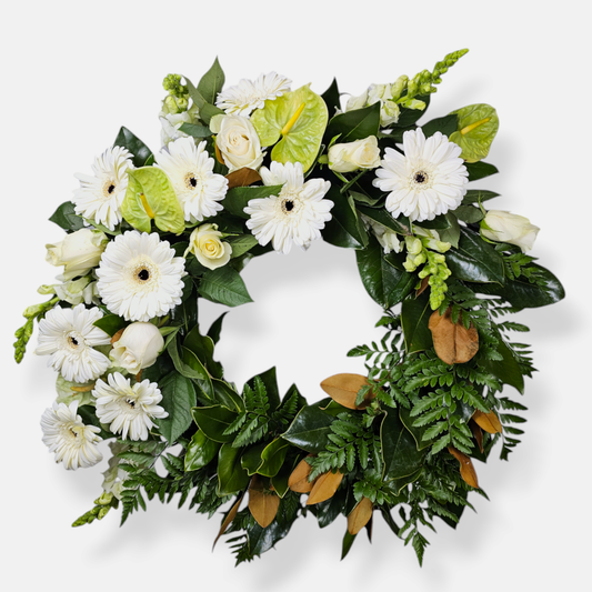 Pure Grace Funeral Wreath - Petalo - Flower Delivery Melbourne
