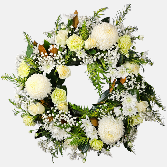 White Funeral Wreath - Petalo - Flower Delivery Melbourne
