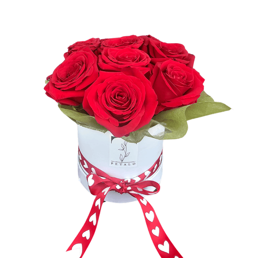 Premium Red Roses Hatbox - 10 Stems - Petalo - Flower Delivery Melbourne