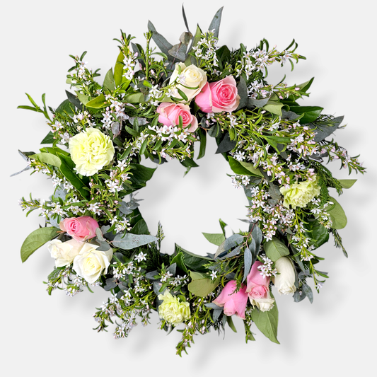 Soft Elegance Funeral Wreath - Petalo - Flower Delivery Melbourne