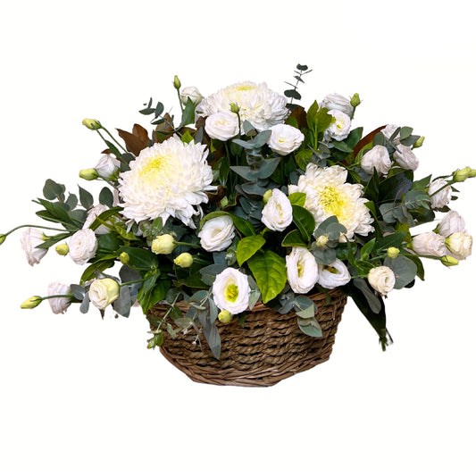 Snowy White Garden Basket - Petalo - Flower Delivery Melbourne