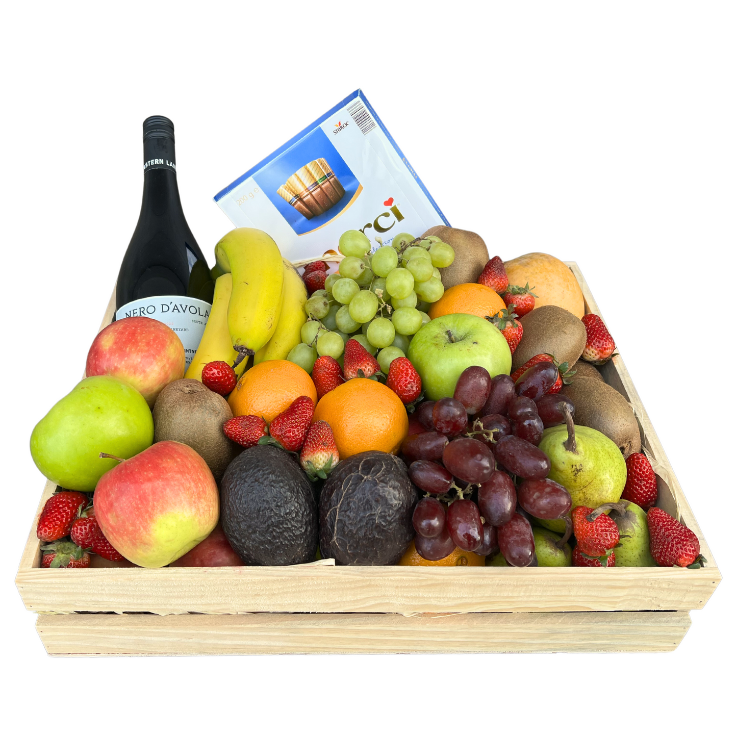 Fruit Hamper Box with Wine & Chocolate - Large - Petalo - Flower Delivery Melbourne  