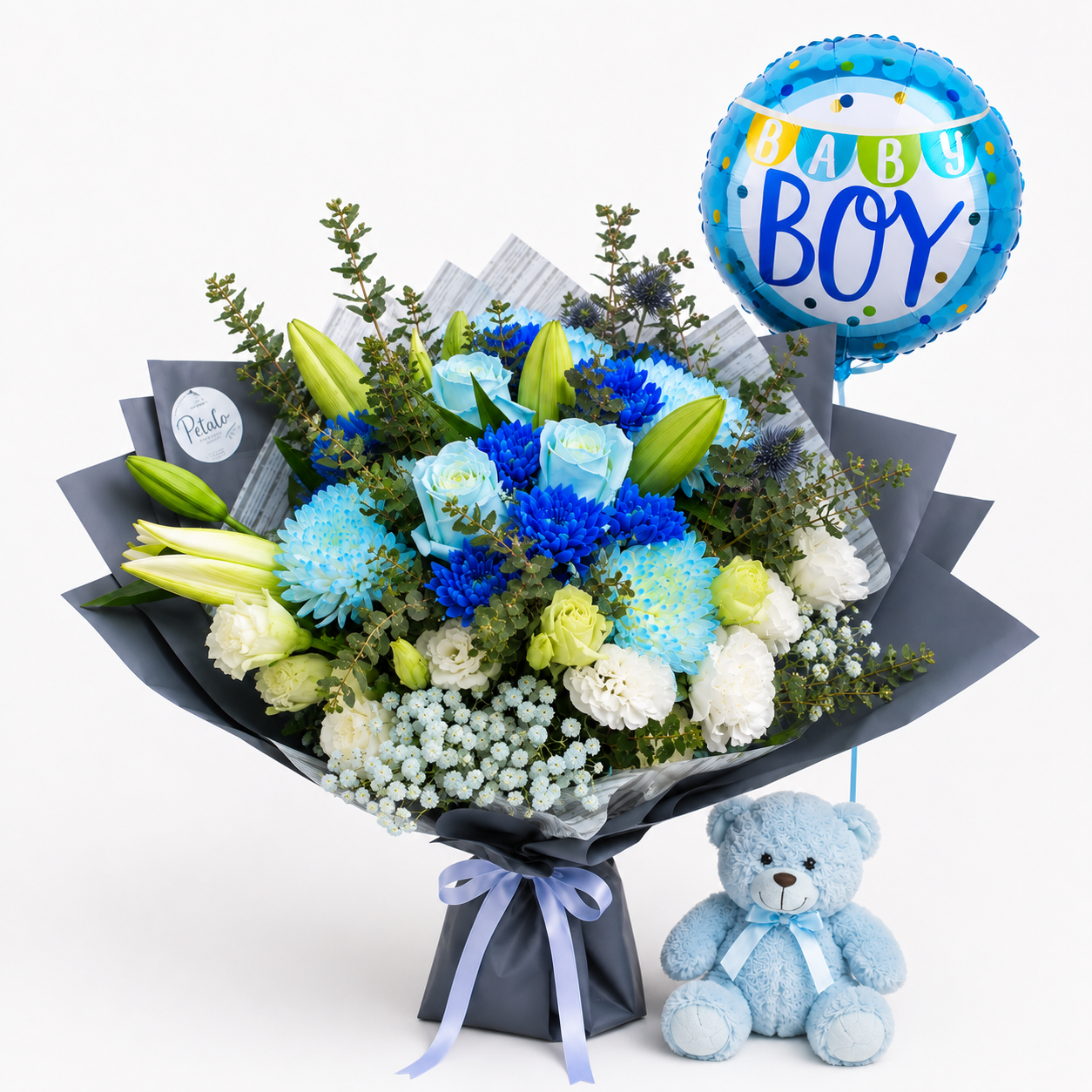 Baby Boy Flowers Gift Set