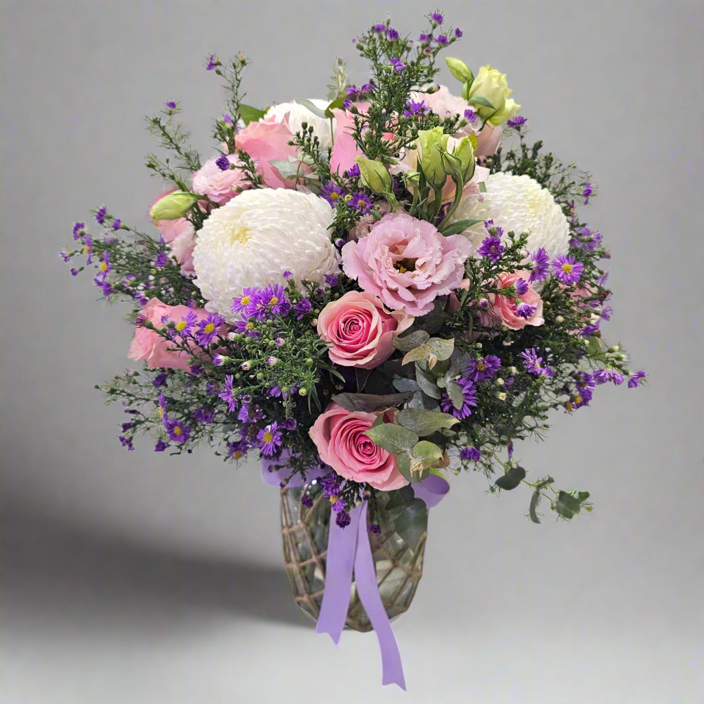 Pink & Purple Flower Vase Arrangement