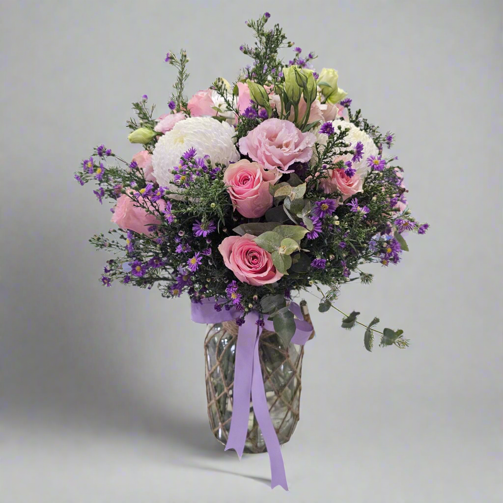 Pink & Purple Flower Vase Arrangement
