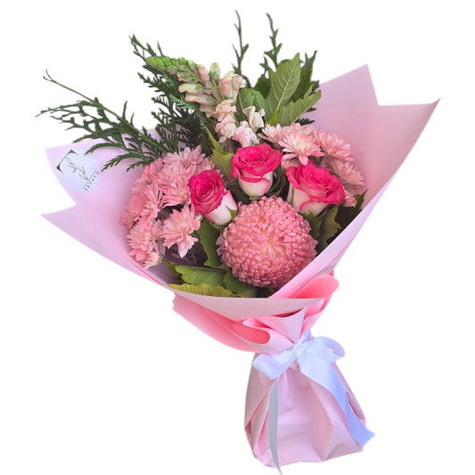 Blush Pink Rose and Chrysanthemum Bouquet