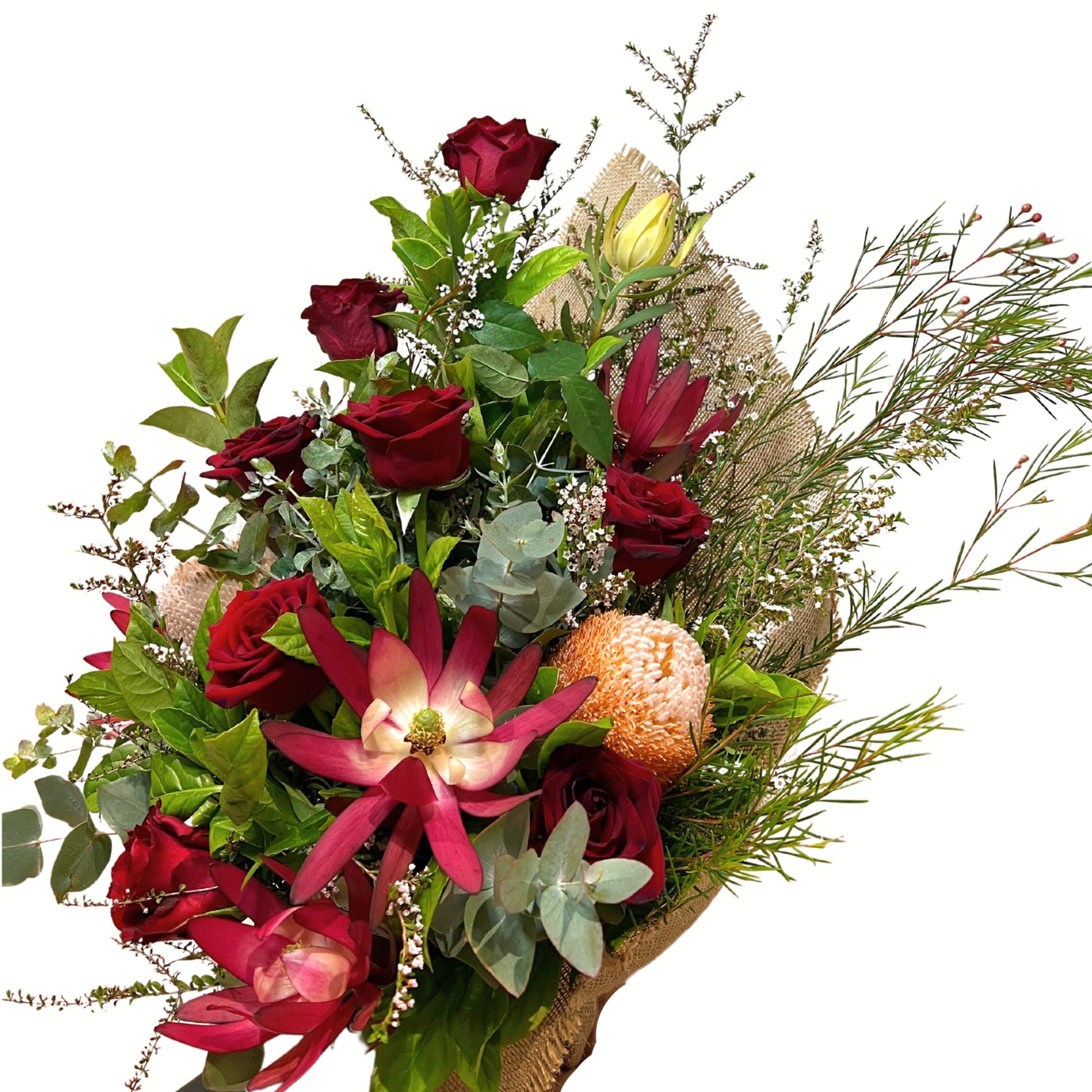 Australian Natives Posy with Red Roses - Petalo - Flower Delivery Melbourne  